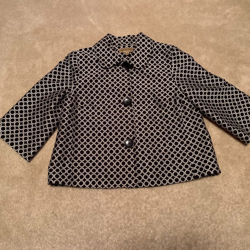Notations Petite Black and White Cropped Blazer Size PS